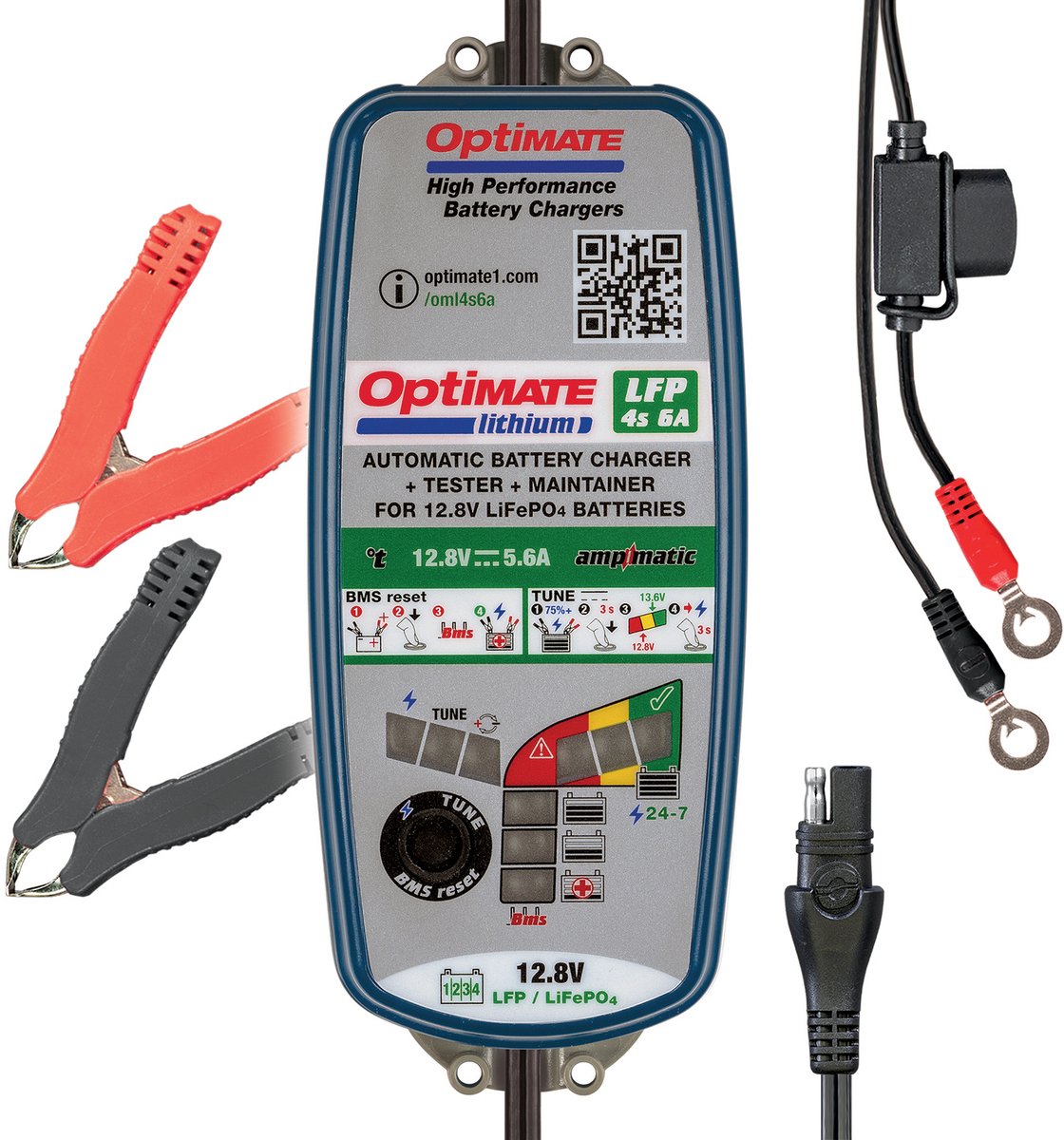 OptiMate Lithium 4S 6A TM390 acculader – 12,8 V LiFePO4